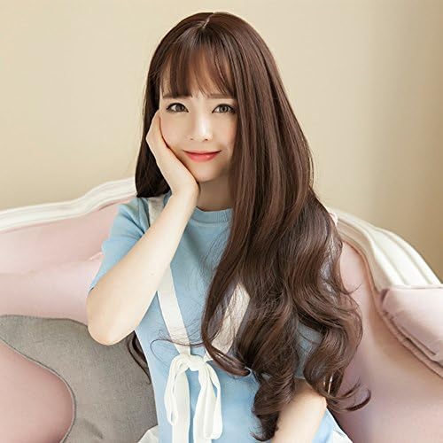girl wig long hair Air bangs wig Simulation of PEAR head wig