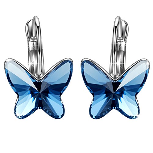 J. RENEÉ Weihnachtsgeschenke 'Schmetterling Traum' Damen Ohrringe mit Swarovski Elemente, Ohrringe Damen, Geschenke für Frauen, Schmuck Damen (blau)