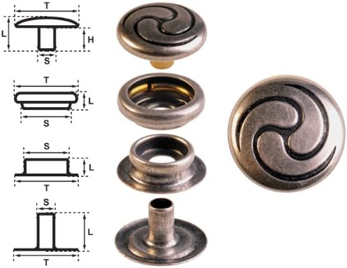 10 Poppers' Triple Spiral ' 14 Mm Silver Antique Shutter Motor: Easy (Were Nickel-Free)