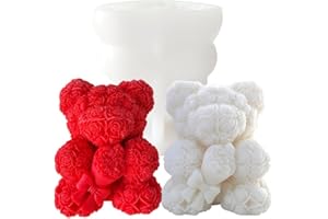 ‎JDH SILICONE Silikonformen, 3D-Rosenbär-kerzengießform für Frauen, Geburtstagsgeschenk, Muttertagsgeschenk (Blumen Bären.)
