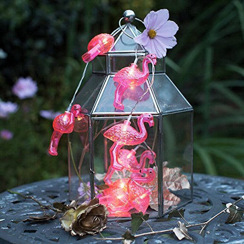 Lichterkette FLOVEME Batteriebetriebene Weihnachtliche mit 10 Stück LED Lichterkette Warmweiß – Flamingo für Party Deko, Garten Deko, Weihnachten, Hotel, Fest Deko, Geburtstag, Hockzeit - 2