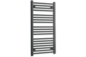 500mm Wide Black Heated Towel Rail Straight Flat Bathroom Warmer Radiator Rack Central Heating Turkish Zone (500mm x 1000mm)
