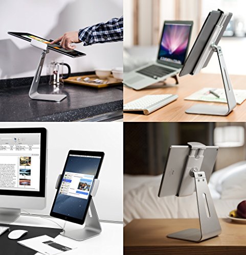abovetek Elegante Aluminium iPad Pro Ständer – Swivel iPad Air/mini Kiosk POS stehen – Zwei Mount Halterungen 15,2 cm ~ 33 cm Interaktives IOS/Android Tablet Ständer für Handel Styling/Schreibtisch/Küche zinntheken - 2