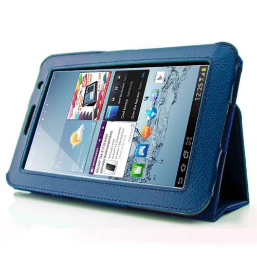 Design 7.0 Tab 2 Tasche SAMSUNG GALAXY TAB 2 7.0 P3100 P3110 Hülle Schutz Etui Tasche Cover Case mit Ständerfunktion (Dunkelblau) - 2