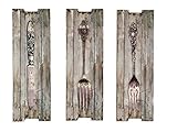 Material: Holz 3x Bild Wandtafel Messer Gabel Wandbild Besteck Küche Restaurant shabby chic