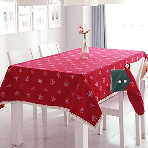 qwer Tablecloths Christmas snowflake tablecloth idyllic thick fabrics wedding red dining tables tables rectangular tablecloth table mats, Red ,130*180
