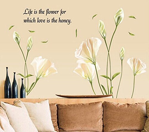 SMART LEGEND Wandsticker Wandtattoo Größe: 60cm*90cm Home Dekoration Aufkleber Wohnzimmer Zuhause Dekoration Lilie Blumen frisch - 3
