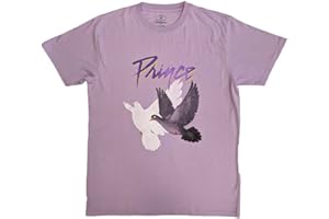 ROCK OFF OFFICIALLY LICENSED PRODUCTS Prince T Shirt Purple Rain Doves Distressed Logo Official Unisex Purple