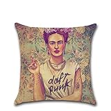Funda de cojín con diseño de autorretrato de la pintora mexicana Frida Kahlo. Una bonita decoración para el hogar.