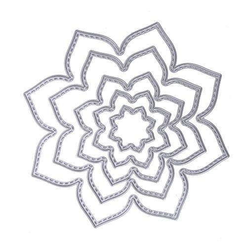 Amazingdeal365 5 PCS Blümen Metall Form Schablonen Schneiden DIY Dekor Sammelalbum Karten Buchzeichen Lesezeichen als Geschenk für Freunde Geburtstag Kinder,Kindergarten Hobby Schule Handarbeit Unterricht usw. Ein tolles Geschenk! - 6