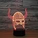 Produktbild LED Lampen Nachtlicht der Optischen Illusion 3D 7 Farben wechseln Wikingerhelm Nachttischlampe Geburtstags Weihnachtsferiengeschenk für Kinder und Freunde,Remote and touch