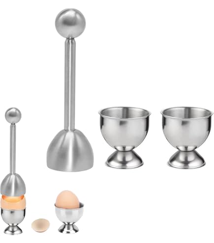 Taglia Uovo E Portauovo In Acciaio Inox Per Uova Alla Coque | Set Da Colazione Con 6 Bicchieri In Melamina