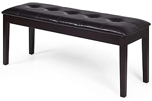 RELAX4LIFE Banquette Tabouret Piano en Bois 2 Places, Banquette Coussin en Cuir PU, Tabouret de Coiffeuse avec 4 Jambes en Caoutchouc, Gris/Brun (Style 3, Brun)