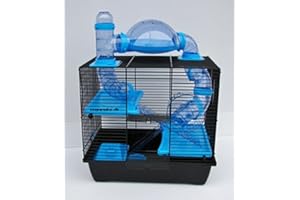 Interzoo Nagerkäfig,Hamsterkäfig,Zwerghamsterkäfig Rocky,Teddy Lux,Hamster,Maus,Nager,Käfig,Mäusekäfig incl. Röhrensystem in blau