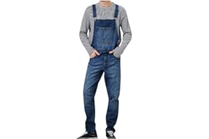 MMUJERY-PANTALONES PARA HOMBRE Peto Vaquero Hombre Largo Pantalones Vaqueros de Mono para Hombre Casual Babero pantalón con Peto Tirante Overol de Jeans Pantalones de Mezclilla