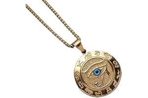 DESHOME Eye of Horus Collier, collier d'amulette en acier inoxydable 316L Hommes Egypte Protection Lucky Pendentif Bijoux d'amulette pour hommes Femmes avec des cadeaux raffinés, 60cm chaîne