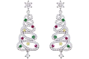YXRRVING Orecchini a forma di albero di Natale, orecchini con albero di Natale con diamanti, orecchini a forma di albero di Natale con zirconi brillanti, regalo di Natale per donne e ragazze