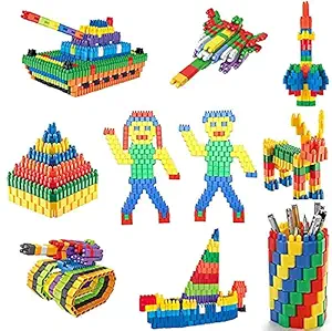 Toyshine 300 Pcs Interlocking Plastic Bullet Blocks | Creative, Educational Building Blocks, STEM Toy for Boys, Girls