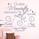 Wandtattoo Loft Schriftzug 'In diesen Momenten stand unsere Zeit kurz still...' mit Ihren Wunschdaten und Uhren / 54 Farben / 3 Größen / BITTE TEILEN SIE UNS IHRE WUNSCHDATEN IM ANSCHLUSS AN DIE BESTELLUNG PER NACHRICHT MIT!!! / gold / 100 cm Hoch x 111 cm Breit