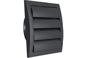 Steinberg14 Anthracite 150mm / 6'' Plastic Gravity Grille - Ducting Air Ventilation Cover with Round Spigot and Non-Return Gravity Shutters