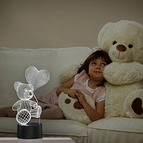 Ballon tragen 3D Optische Illusions-Lampen, FZAI Tolle 7 Farbwechsel Acryl berühren Tabelle Schreibtisch-Nachtlicht mit 150 cm USB-Kabel für Kinder Schlafzimmer Weihnachten Geburtstagsgeschenke - 9