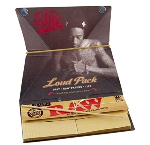 Wiz Khalifa Artesano Stil – Laut Pack – King Size Slim Raw Classic Zigarettenpapier + Tips + Tablett (Neuware vom Raw) – 3 Heftchen - 4