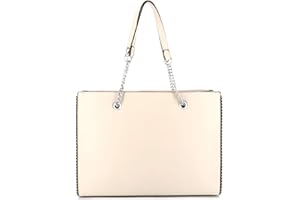 DOUBLE TREE Sac à Main Femmes Chaîne Perle Bille Clou - Cours Grand Format A4 Lycée - Cabas Shopping Fourre-Tout Taille XL - Porté Epaule Ville Similicuir PU - Chic Tendance