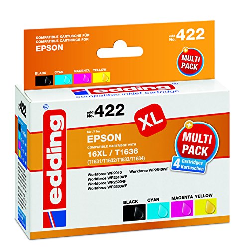 edding 18-422 Druckerpatrone, CMYK, Ersetzt: Epson T1631, T1632, T1633, T1634