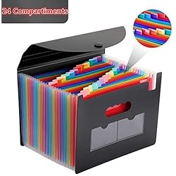 Magicfly Pochette Rangement Papier Administratif Trieur à Soufflets Classeur 24 Compartiments avec Couvercle A4 Chemise, Documents Organiseur de Fichier Accordéon Extensible pour Bureau, École, Maison