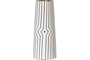 HCHLQLZ 30cm Vase de Fleur Blanc Or Bande Céramique vases decoratifs Design Haut pour Maison, fête, Centre de Table de Mariage
