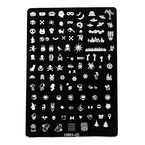 XLORDX Large Nail Art Polish Plate Metal Manicure Stamping Lace Floral Footprint Punk Printing Image Template DIY Decoration HWH03