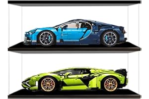 JOODYYOO Joody Presentoir Plexiglas 2 etagères pour Lego 42115/42083/42096 Collection, Vitrine Transparente pour Modeles Reduit de Voitures à l'echelle 1/8, Grande Boite d'exposition Anti-poussière de Comptoir