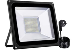 ‎PAPASBOX papasbox LED Strahler Fluter IP65 wasserdicht Außenstrahler Flutlichtstrahler Aluminium Scheinwerfer (Warmweiß, 100W)