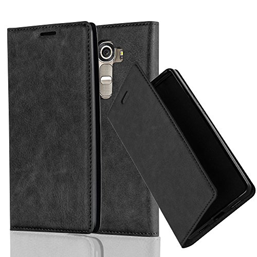 Cadorabo Book Case works with LG G4 / G4 PLUS in NIGHT BLACK - with Magnetic Closure, Stand Function and Card Slot - Wallet Etui Cover Pouch PU Leather Flip