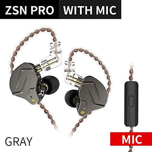 KZ ZSN Pro - Auriculares de Diadema con tecnología híbrida 1BA+1DD with Mic Grag