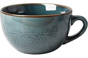 TUYINES Grande Tasse à Café 700 ml en Faïence - Tasse XXL en Céramique pour Cappuccino - Grand Bol à Céréales avec Anse - Bol à Salade - Porcelaine
