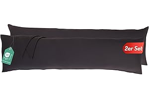 ‎LIVESSA Livessa Seitenschläferkissen Bezug 40 x 145 (2er Set Kissenbezüge) - Kissenhülle mit Reißverschluss,%100 Baumwolle, Oeko-Tex Zertifiziert, atmungsaktiv, Kissenbezug für Seitenschläferkissen