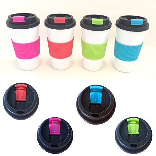 LS Design Coffee to Go Becher Kaffe Tee Thermobecher Silikonring Doppelwandig Schraubverschluss - BPA frei - Pink