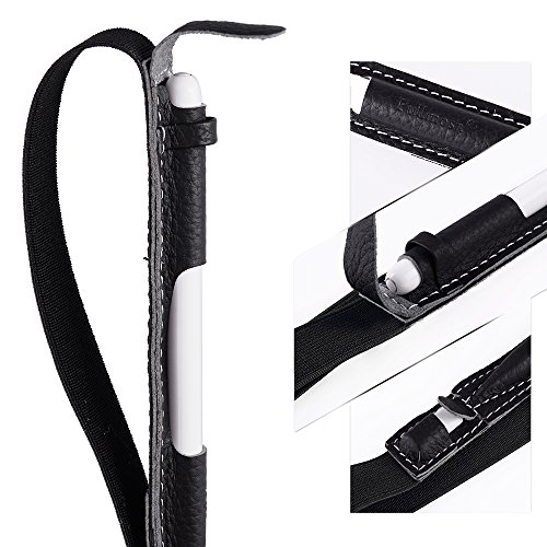 Apple Pencil Halter, Fullmosa® Hochwertige Kunstleder Stifthalter Apple Pencil Hülle Etui mit USB-Adapter-Tasche für iPad Pro 9.7 & iPad Pro 10.5,Schwarz - 6