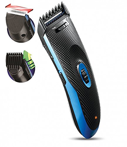 Akku Haarschneider Unisex Bartschneider Haatrimmer Barttrimmer Konturen Schneider Trimmer Langhaarschneider Haarschneidemaschine mit Ausdünnfunktion 1mm-24mm Längen (Netz oder Akkubetrieb) (Blau)