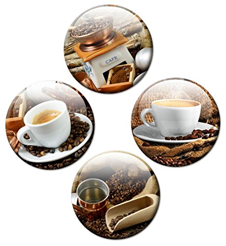 Magnettafel Kaffee Mühle – Stilvolle Design Metall Magnetpinnwand 40×30 cm – Memoboard Pinnwand mit Motiv: Küche Essen & Trinken Kaffee Espresso Bar – inkl. 4 Magnete mit Kaffeemotiv für Magnetwand – Original GUMA Magneticum® - 3