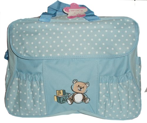 blue polka dot baby Change bag with bottle holder & change mat