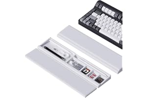 lomonmen Supporto per Poggiapolsi per Tastiera con Custodia Divisoria da Scrivania,Ergonomico Supporto per Polso Tastiera,Poggiapolsi Tastiera Antiscivolo per Computer Laptop,Ufficio,Giochi (Bianco)