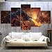 Produktbild 5 Stück Wandkunst Bild Fantasie-Kunst-Malerei-Feuerdrache Drucke auf Leinwand World of Warcraft-Spiel Bilder Zum Zuhause Modern Dekoration Poster,B,20 * 35 * 220 * 45 * 220 * 55 * 1