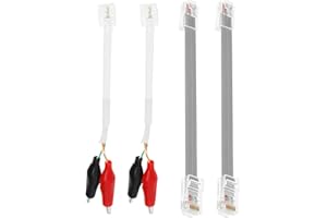 Be In Your Mind Lot de 2 câbles de rechange pour testeur de fil, câble de test de réseau LAN, câble de test de ligne téléphonique de 16 cm, avec pinces crocodiles RJ11 RJ45