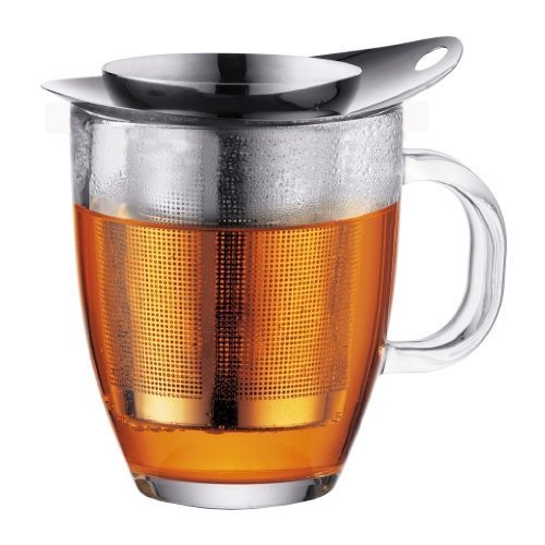 Bodum NEW YO-YO Glass Mug with Tea Strainer (0.35 L/12 oz) - Shiny by Bodum