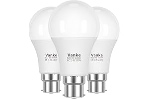 Vanke Bayonet Light Bulb 60w Equivalent, Cool White 6000K, 9w Energy Saver Bulb, 806 Lumen B22 LED Bulbs, Non-Dimmable,Pack of 3