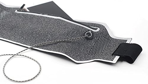 Ultra-thin Sports Waist Bag by WUJI, Multi-functional Marathon Pocket, Anti-thief, Water Repellency, Patented, for iPhone, iPod, Samsung and Other Smartphones up to 6.2 inch-Dark Grey
