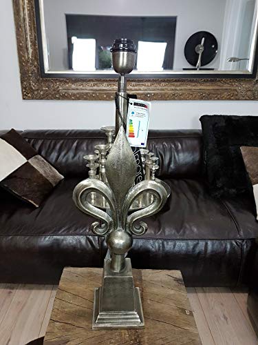 Preisvergleich Produktbild COLMORE ALU Lampe 68cm Lilie Tischlampe Silber Nachtischlampe Lampenfuss grau