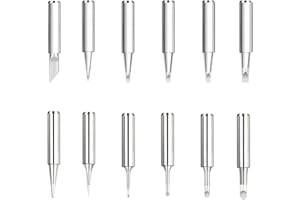 JOYVOX 12 PCS Soldering Iron Tips Kit - Replacement Tips for 900m Solder Iron - Lead-Free Copper Tips Compatible with Hakko, Radio Shack, Tenma, Atten, Quick, Aoyue Soldering Irons